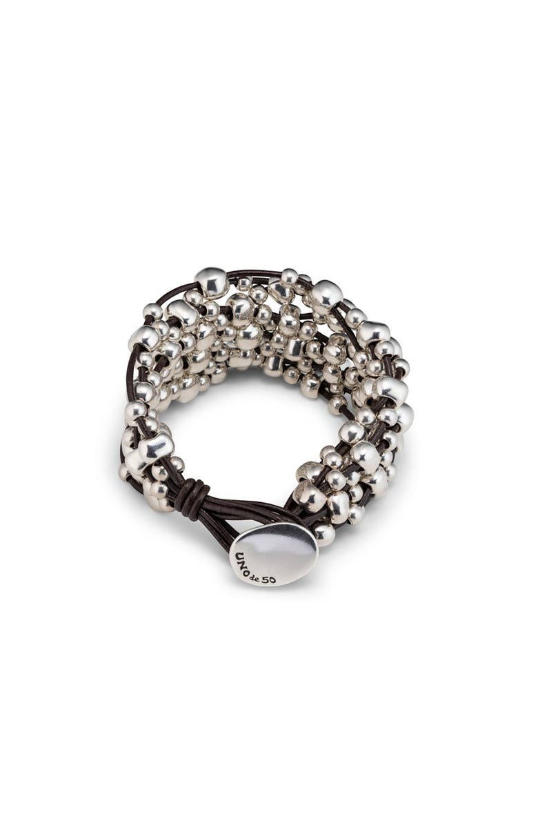 UNODE50 Textured Leather Cuff, Alternate, color, Silver