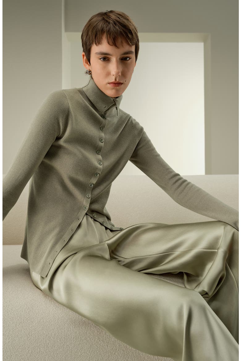 Women's Slim Fit Silk Cashmere Sweater, Alternate, color, Artichoke