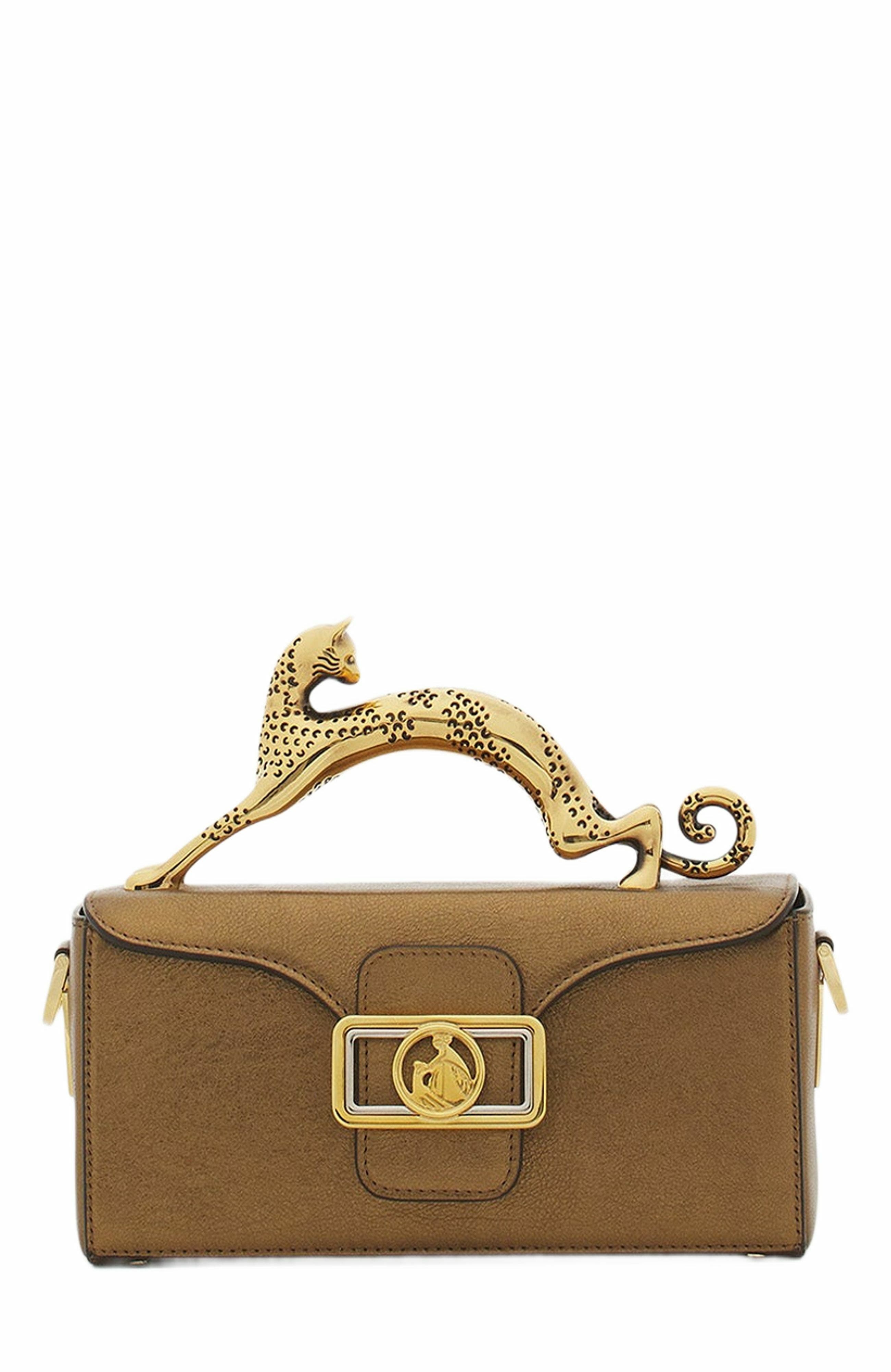 Lanvin NANO PENCIL CAT BAG IN METALLIC GRAINED LEATHER, Main, color, 