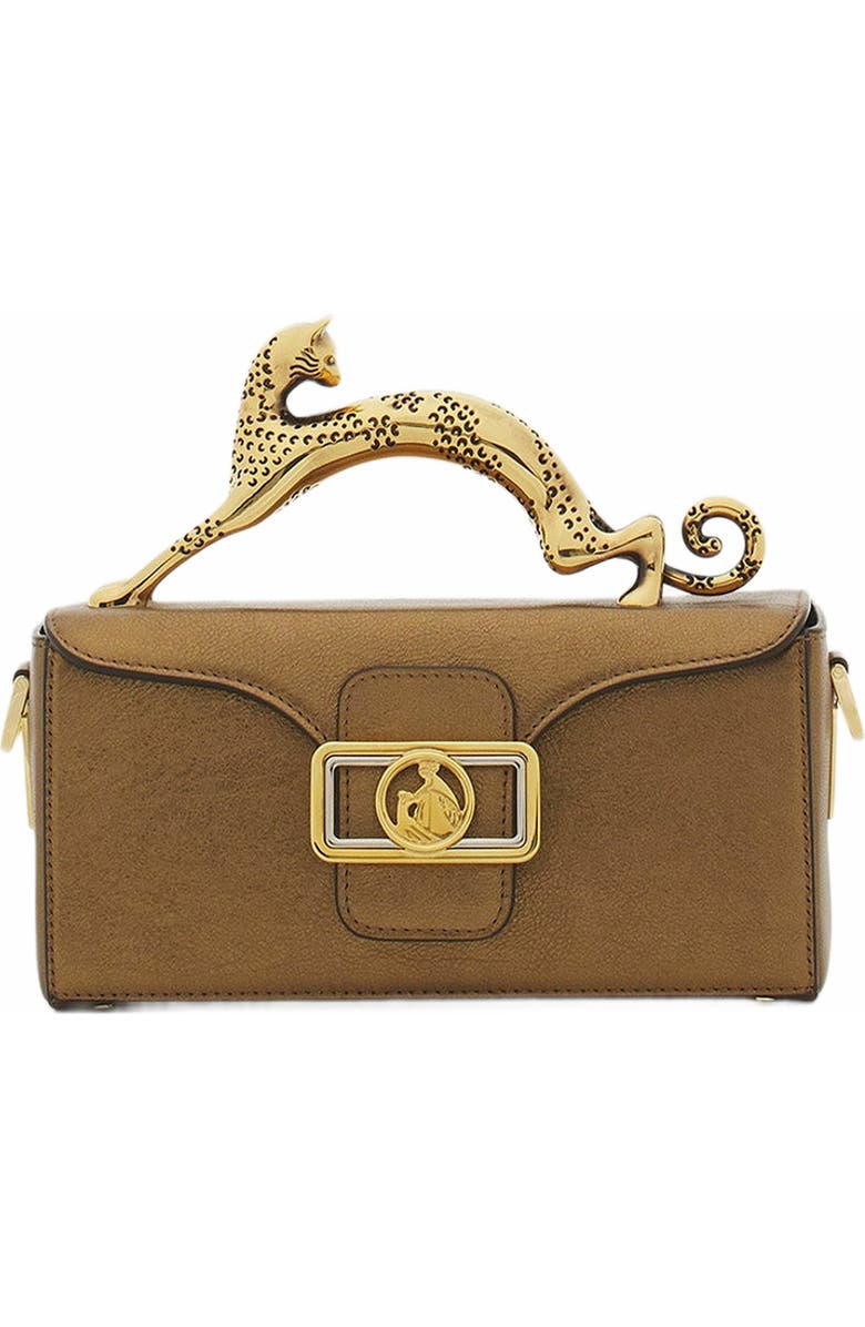 Lanvin NANO PENCIL CAT BAG IN METALLIC GRAINED LEATHER, Main, color,