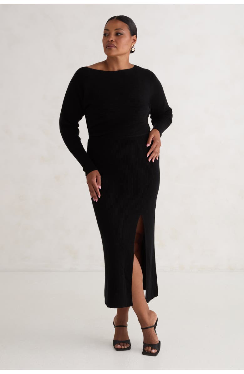 KADA The Cashmere Off Shoulder Sweater Dress, Main, color, Ink