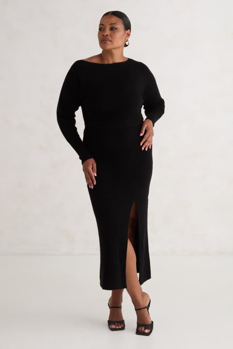 The Cashmere Off Shoulder Sweater Dress