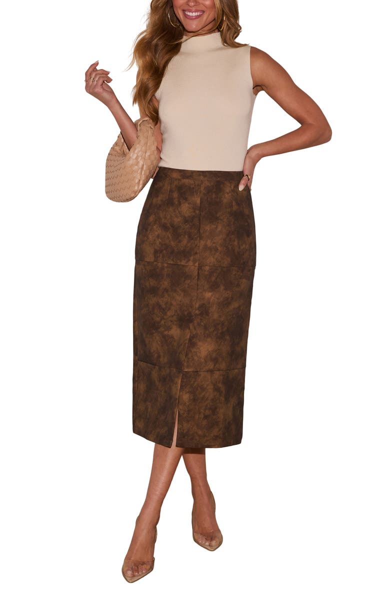 VICI Collection Take Me On Faux Leather Midi Skirt, Alternate, color, 