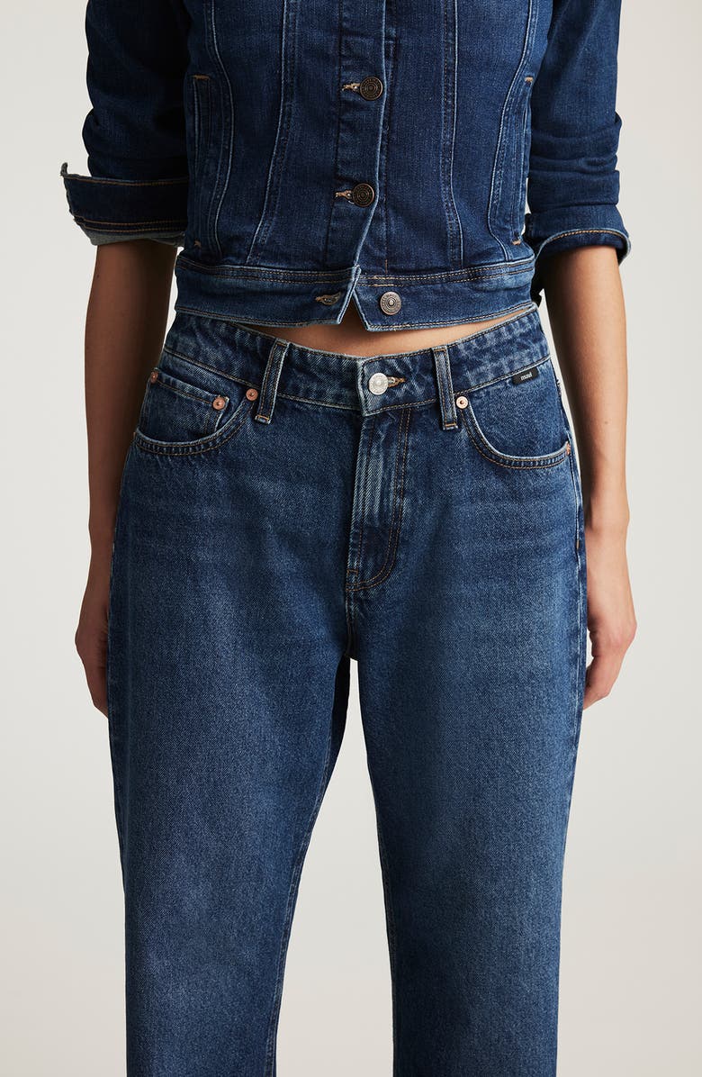 Mavi Jeans Savannah High Waist Wide Straight Leg Jeans, Alternate, color, Deep Brushed Classic Denim