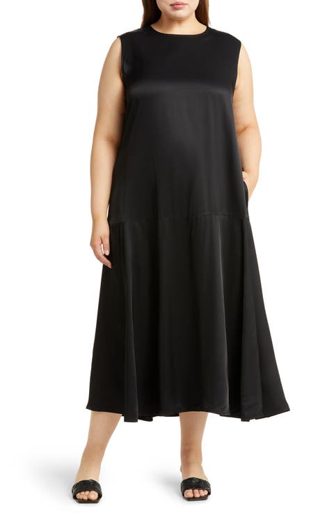 Sleeveless Satin Maxi Dress (Plus Size)