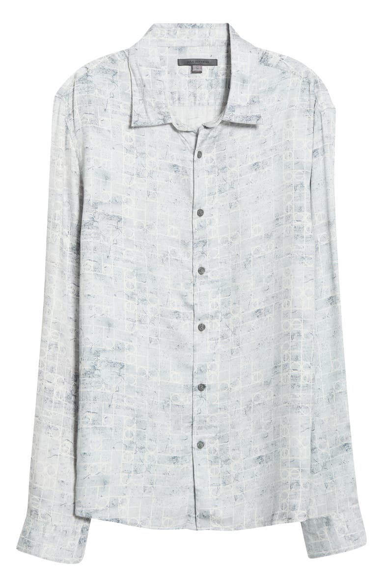 John Varvatos Luca Digital Print Button-Up Shirt, Alternate, color, Smoked Pearl Grey