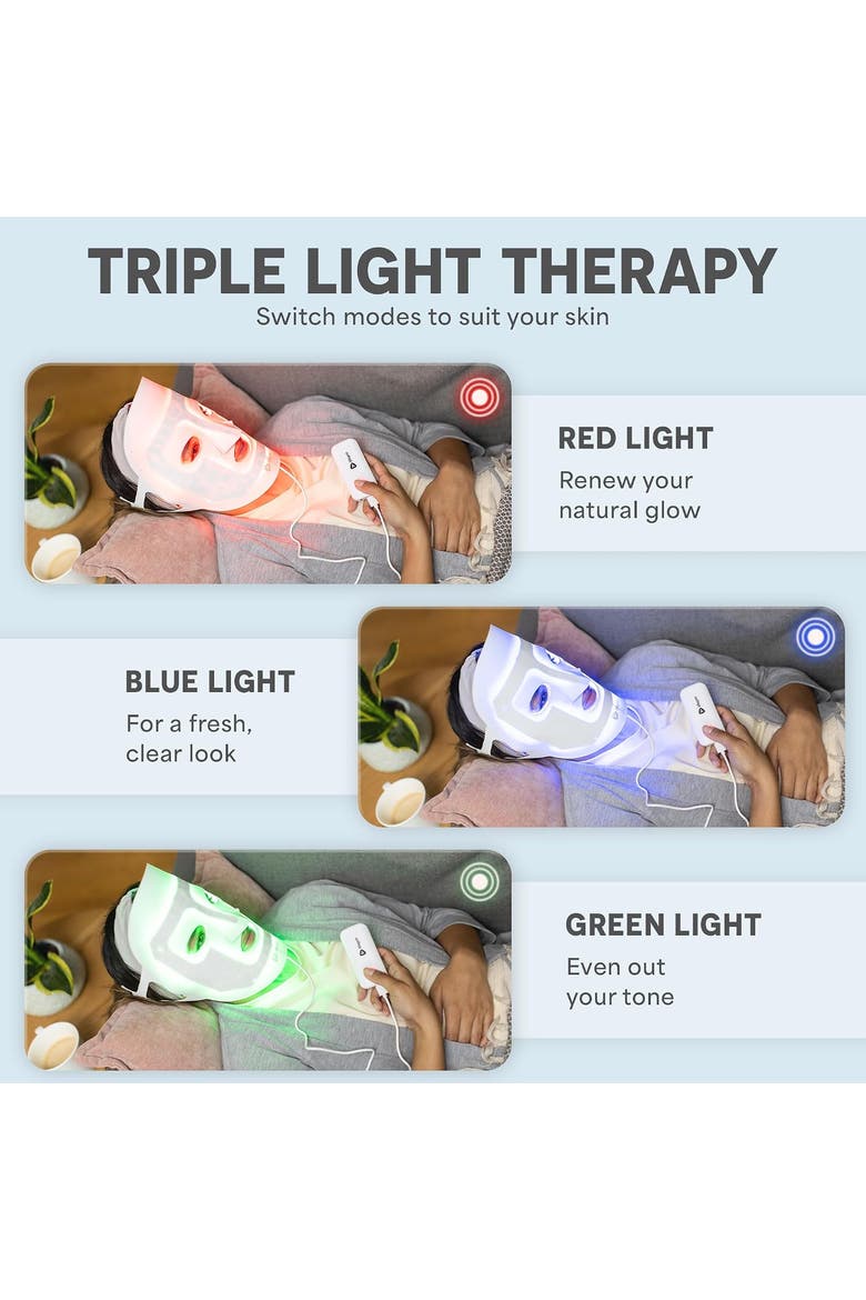 Silicone LED Face Mask Redlight therapy with RBG light Portable LED mask, Alternate, color, White