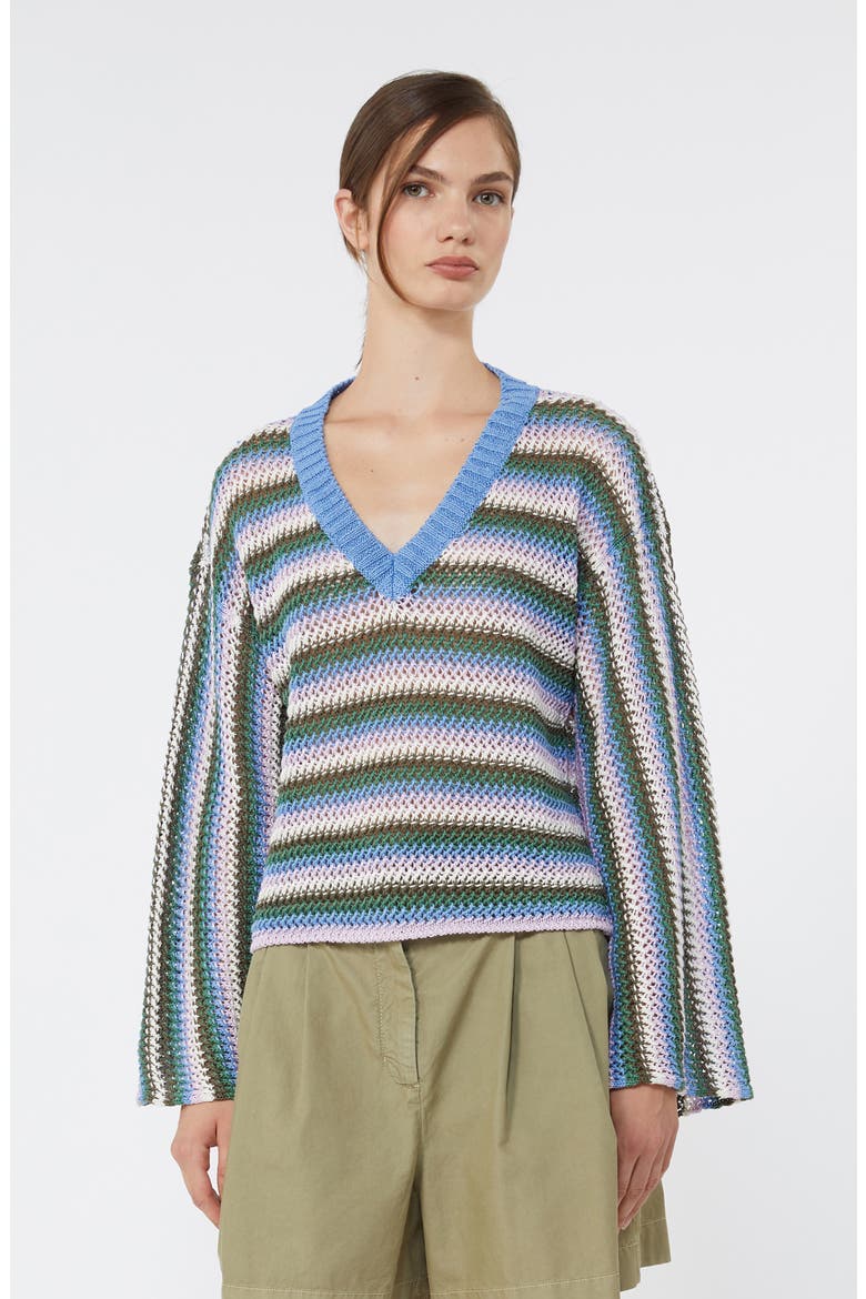Epica Stripe Open Stitch Linen Sweater, Alternate, color, BLUE MULTICOLOUR