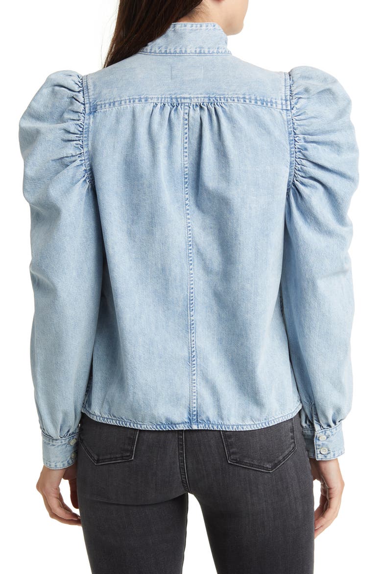 Gillian Puff Sleeve Denim Shirt, Alternate, color, CRESTHAVEN