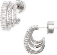 Nordstrom Triple Hoop Cubic Zirconia Pavé Earrings