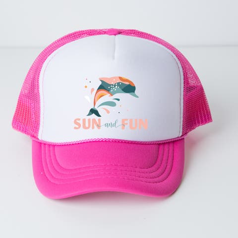 Boho Sun And Fun Dolphin Youth Graphic Foam Trucker Hat