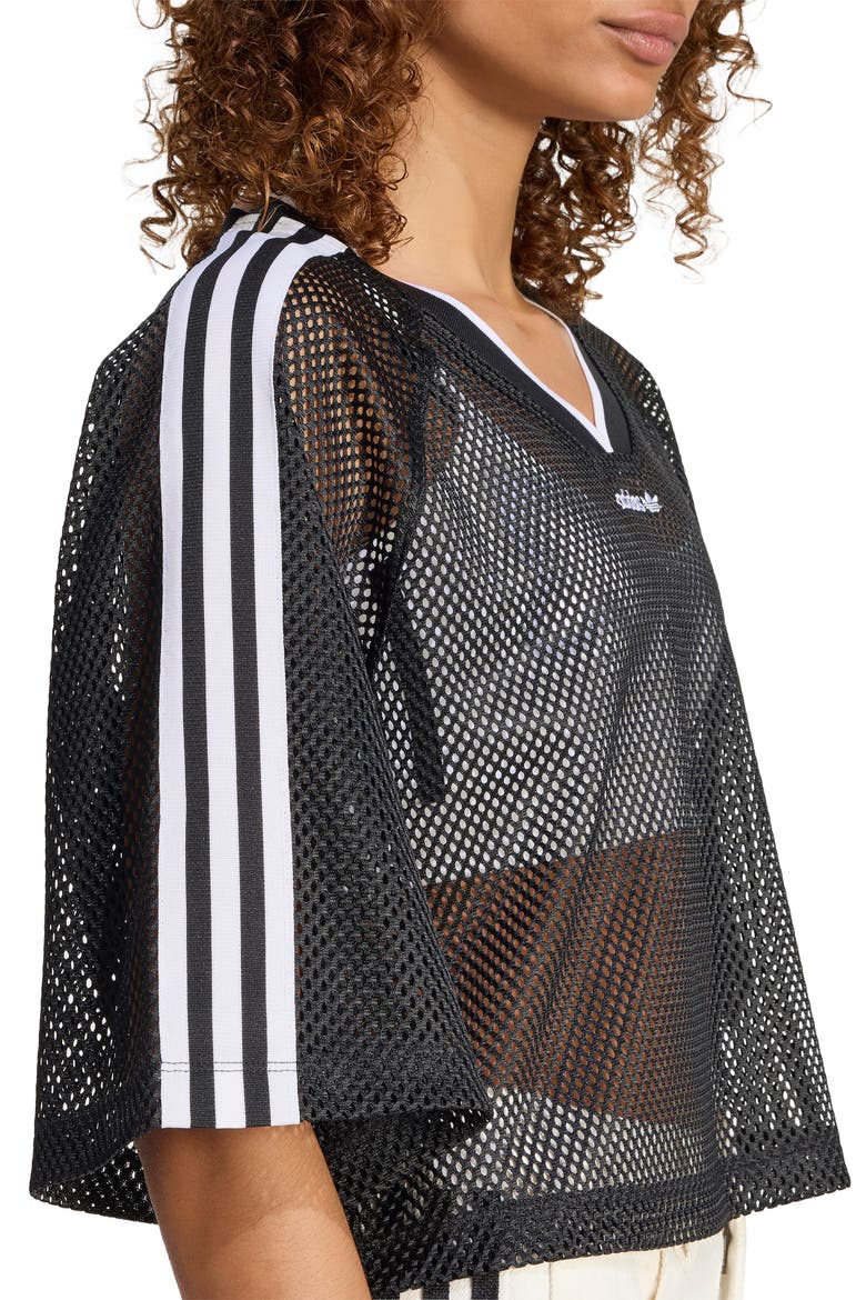Mesh Crop Jersey Top, Alternate, color, BLACK