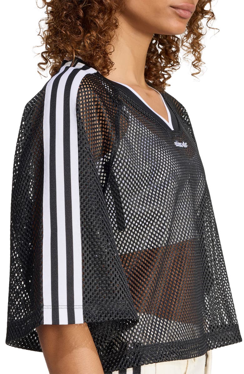 adidas Originals Mesh Crop Jersey Top, Alternate, color, Black