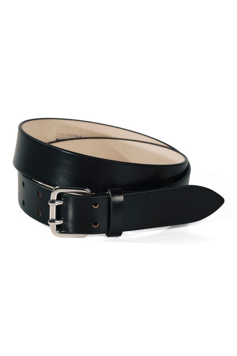 Mini Hutch Leather Belt, Alternate, color, BLACK/ SILVER