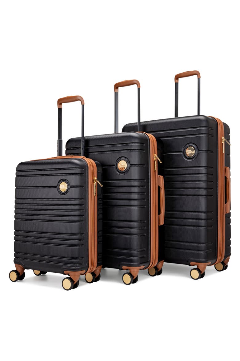Brickell 3-Piece Hardside Spinner Luggage Set, Alternate, color, BLACK