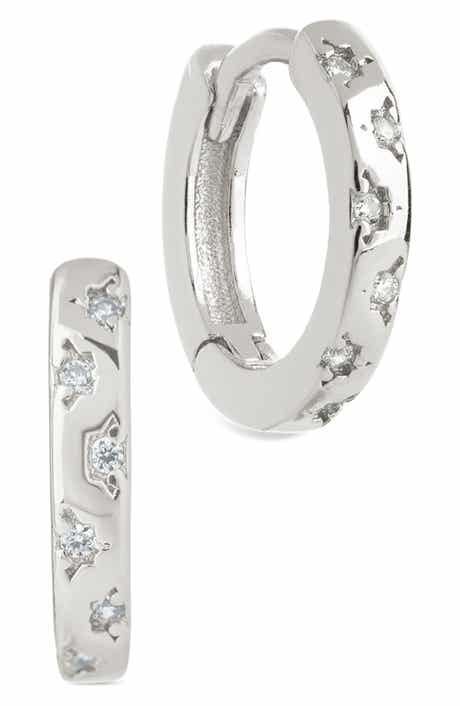 Sterling Forever Domenica Celestial Charm Huggie Hoop Earrings