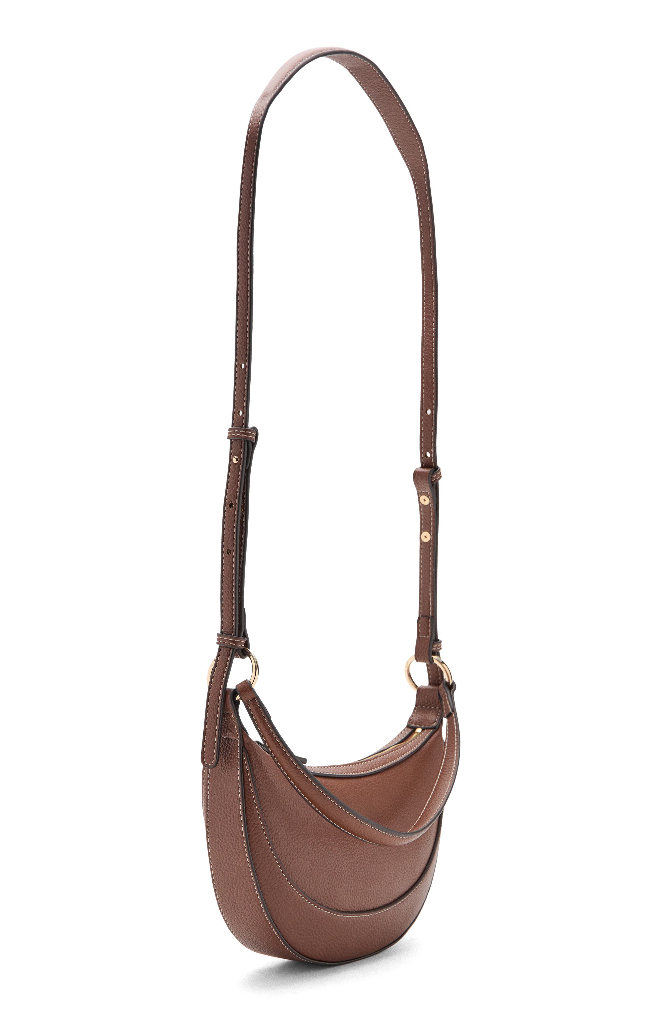 MANGO Oval Faux Leather Shoulder Bag, Alternate, color, Leather