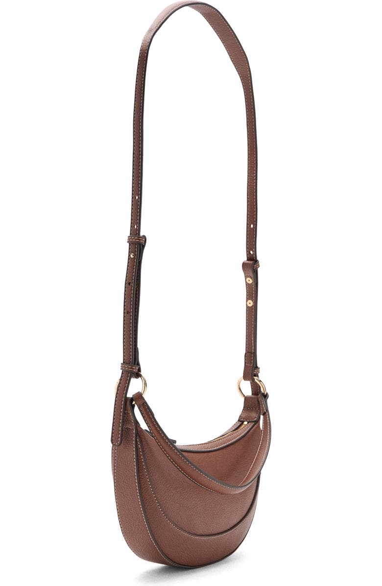 MANGO Oval Faux Leather Shoulder Bag, Alternate, color, Leather