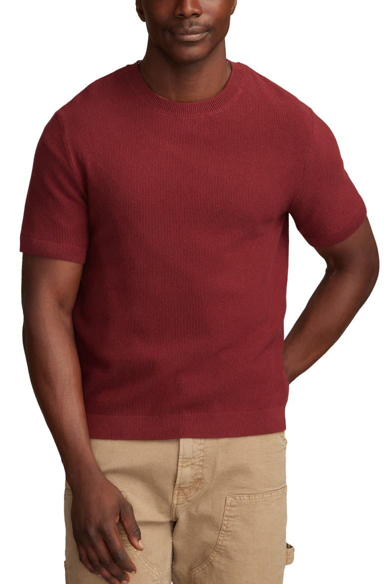 Rib Short Sleeve Sweater, Main, color, SYRAH