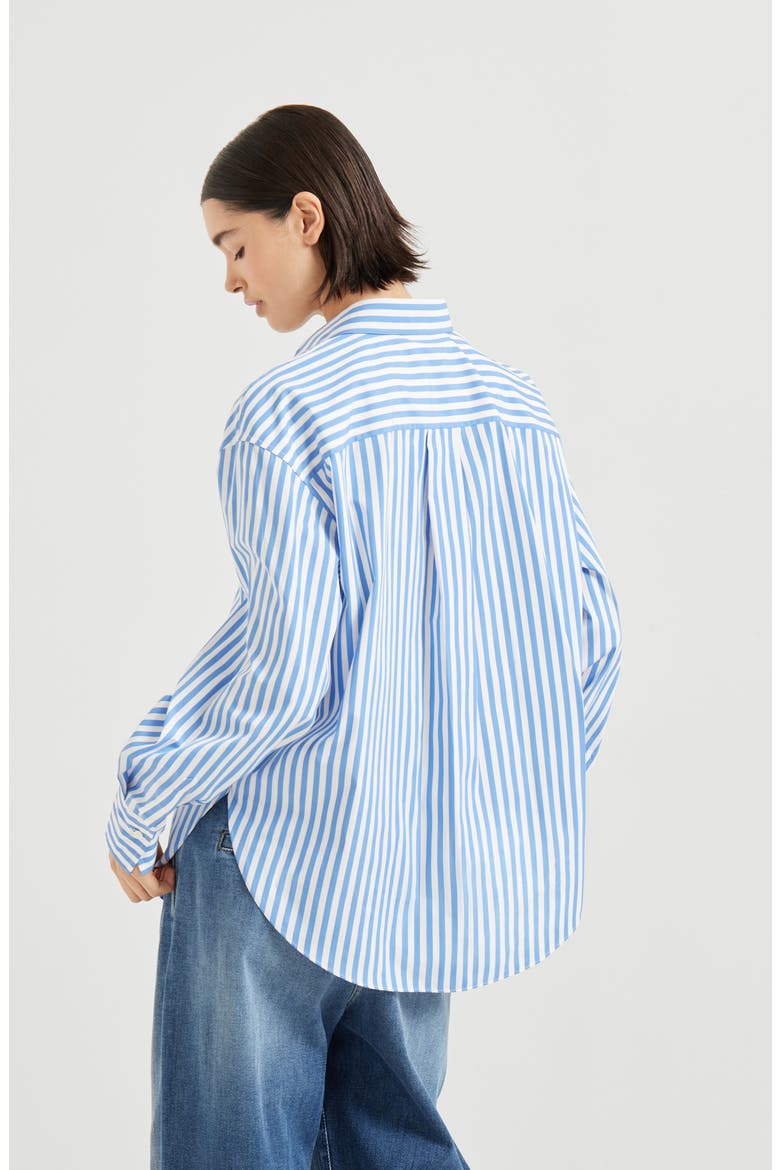 Striped poplin shirt, Alternate, color, Azure