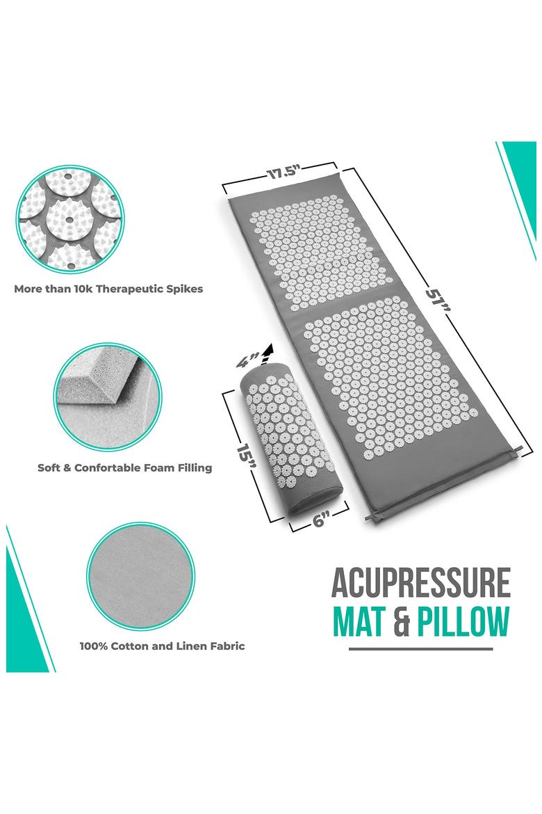 51-Inch Acupressure Mat & Pillow Set, Alternate, color, GRAY
