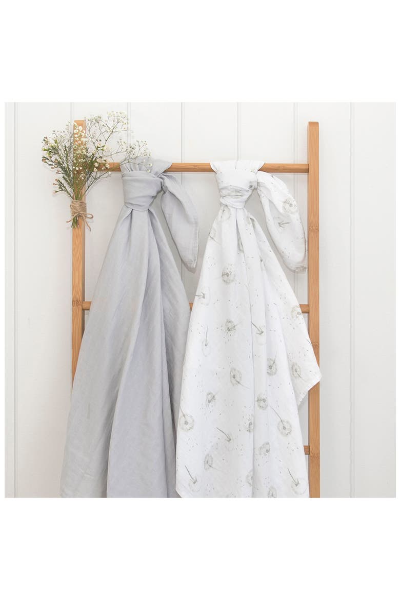 Dandelion 2-Pack Organic Cotton Swaddles, Alternate, color, GREY