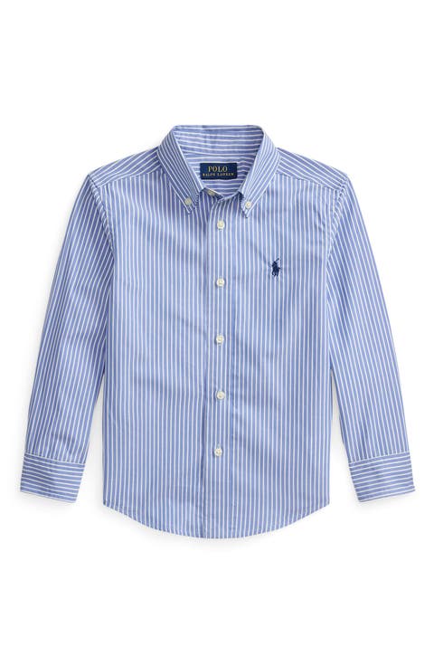 Kids' Stripe Cotton Poplin Button-Down Shirt