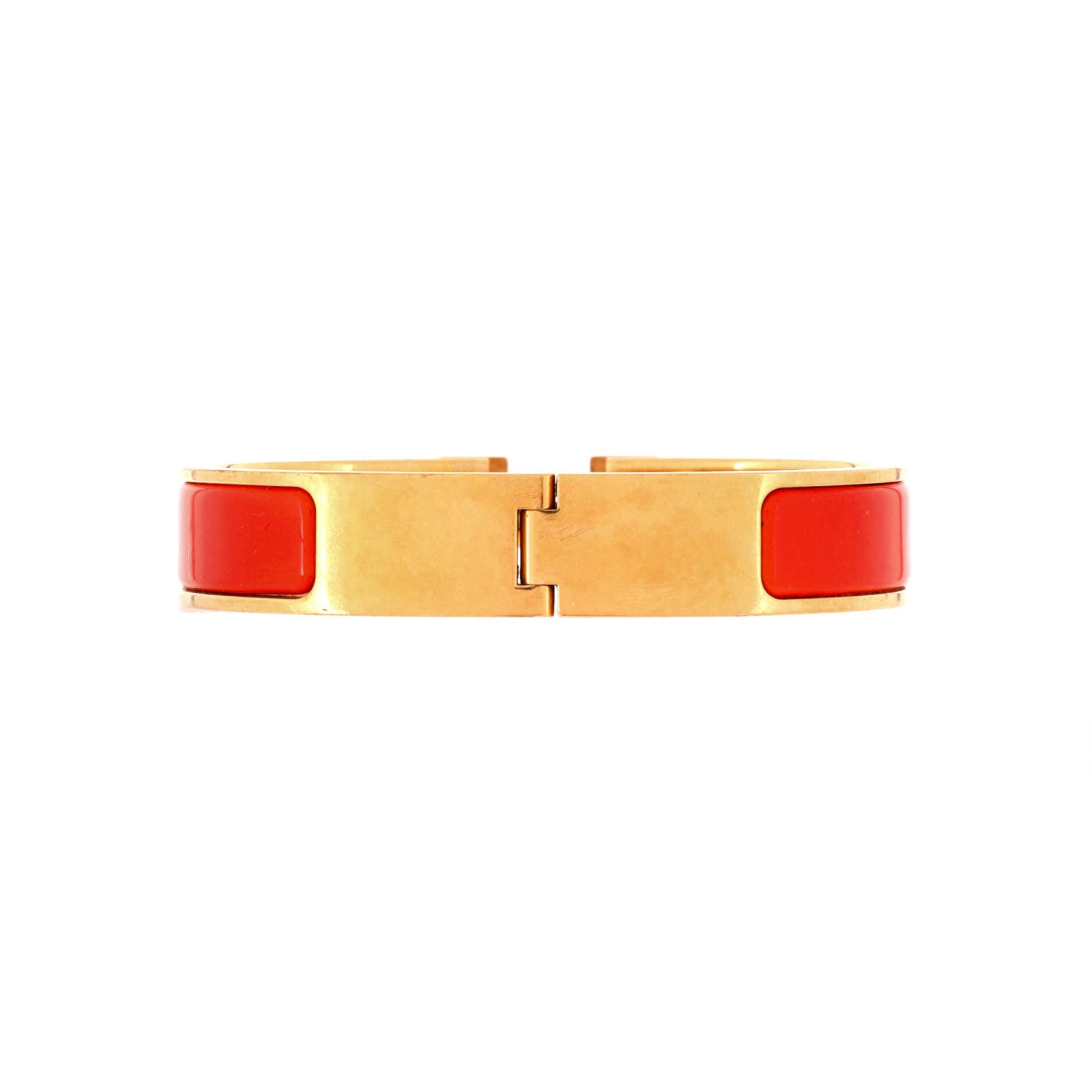 Pre-Owned Hermes Clic H Bracelet Enamel Narrow, Alternate, color, Orange