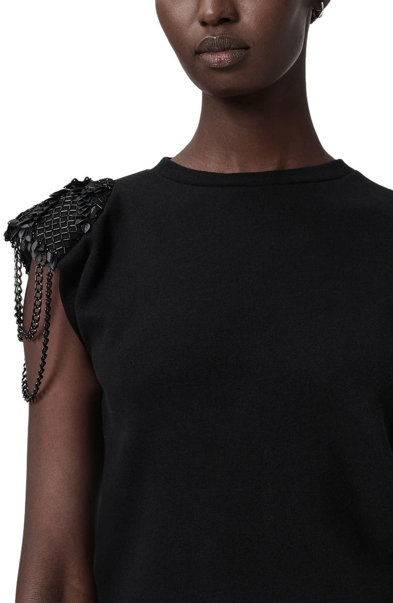 AllSaints Shona Beaded Sleeveless Top, Alternate, color, Black