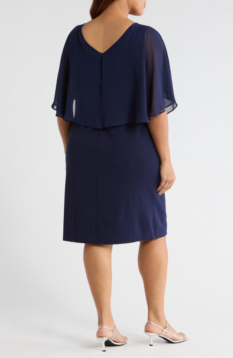 Connected Apparel Cape Midi Dress, Alternate, color, Navy