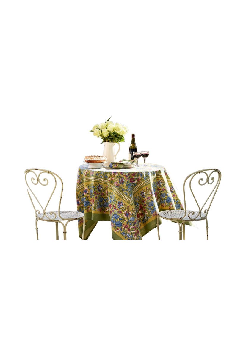 Jardin Tablecloth, Main, color, Blue/Vert 71" x 71"