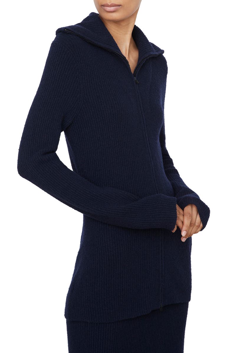 Vince Crimped Collar Cardigan, Alternate, color, Navy
