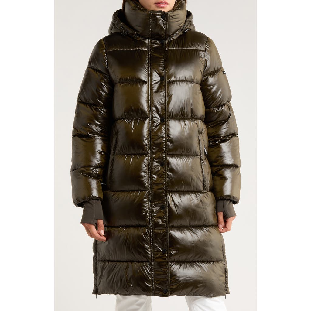 Bcbgeneration Pillow 3/4 Hooded Longline Puffer Coat In Blue