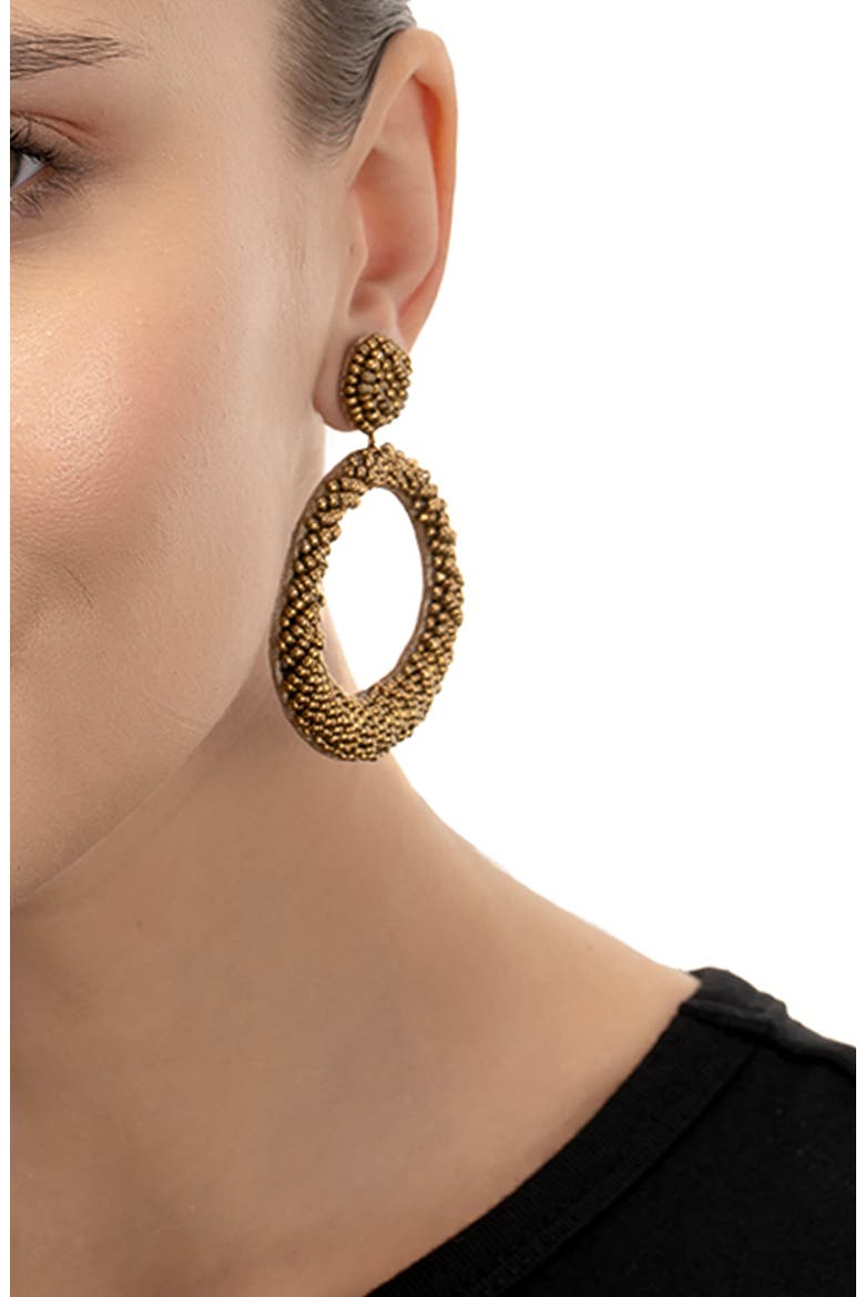 Asta Beaded Hoop Drop Earrings, Alternate, color, GOLD