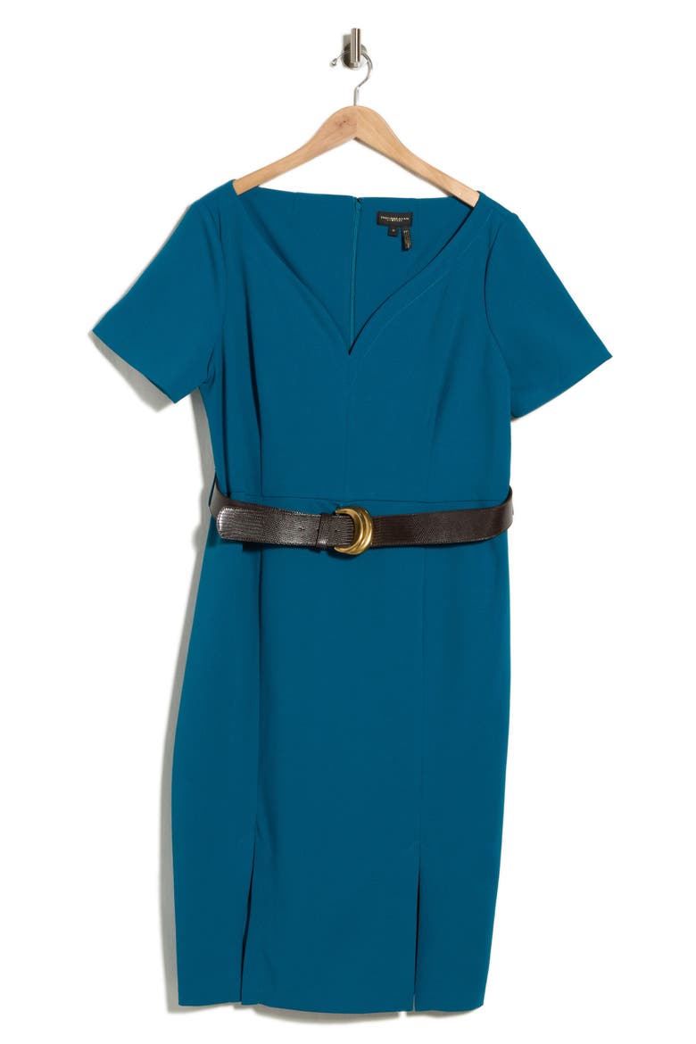 Belted Sheath Dress, Main, color, MIDNIGHT GREEN