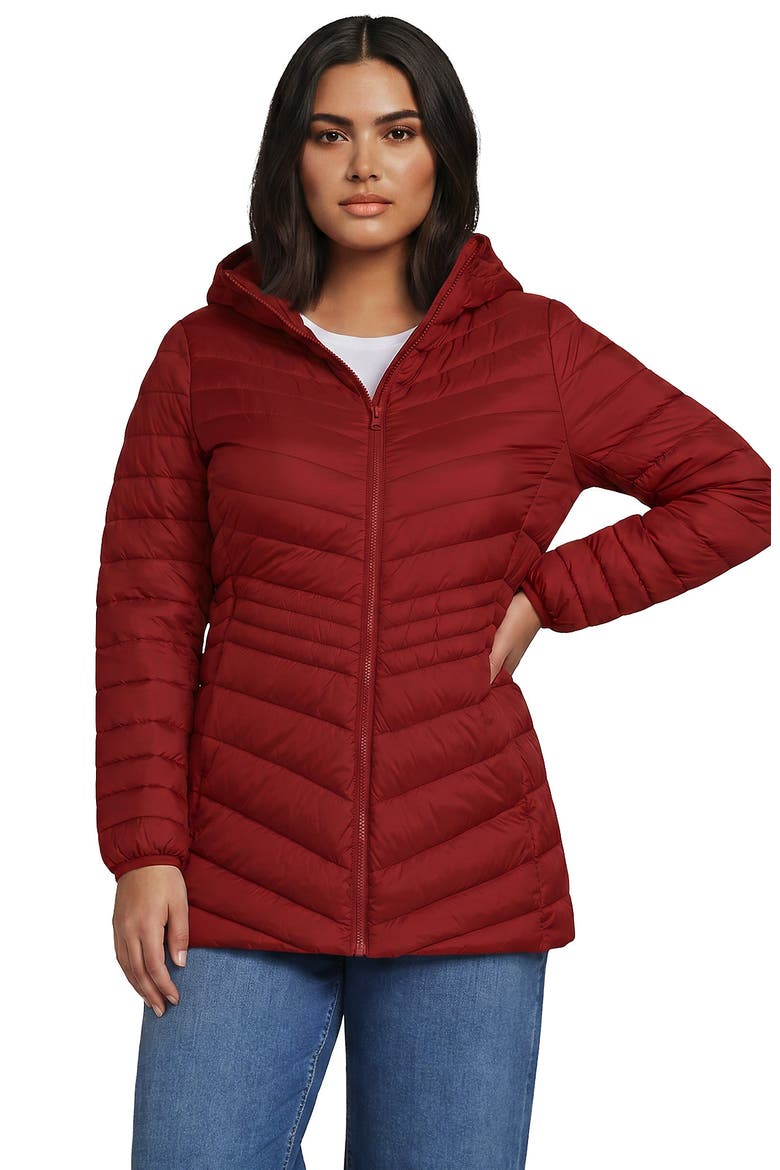 Plus Size Wanderweight Packable Down Long Jacket, Main, color, Russet Clay