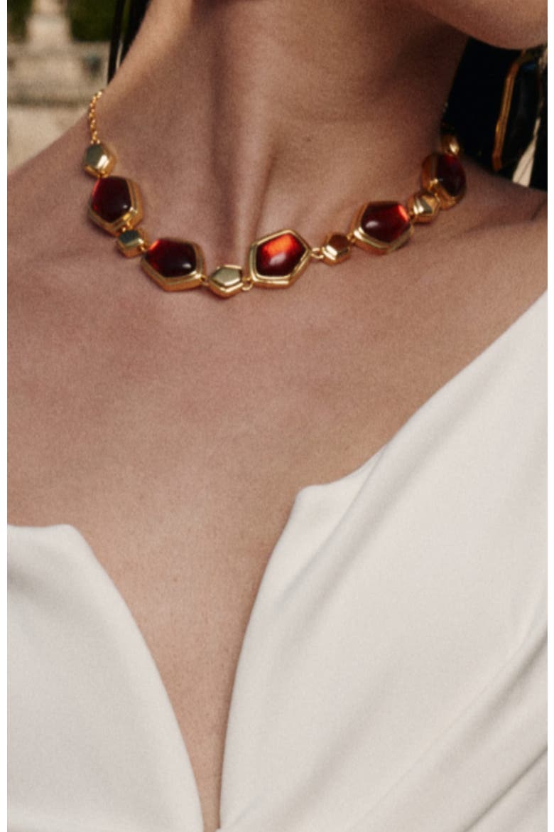 Red Velvet Necklace, Alternate, color, Red & Gold