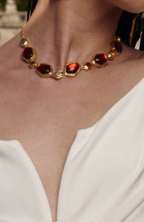 Rc Retro Chic Red Velvet Necklace In Gold