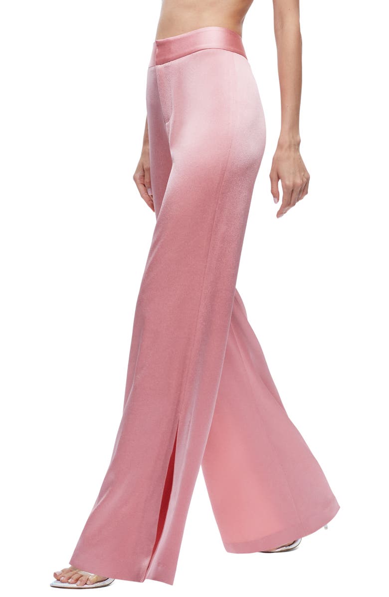 Alice + Olivia Satin Slit Hem Bootcut Pants, Alternate, color, 