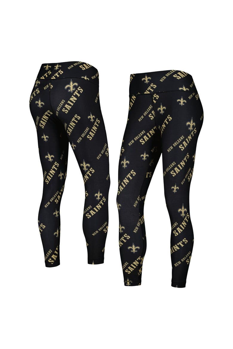 Women's Concepts Sport Black New Orleans Saints Breakthrough Allover Print Lounge Leggings, Main, color, Black