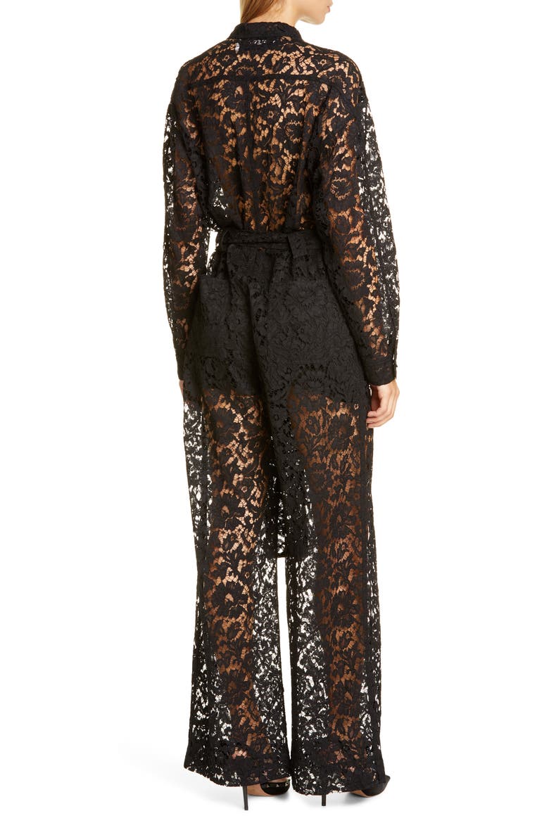 Zip Front Lace Jumpsuit, Alternate, color, NERO
