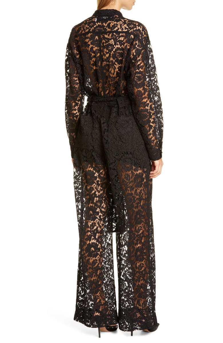 Valentino Zip Front Lace Jumpsuit, Alternate, color,