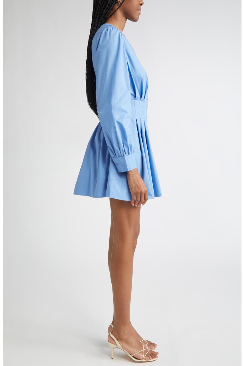 Julianna Pleated Long Sleeve Poplin Minidress, Alternate, color, CORNFLOWER BLUE