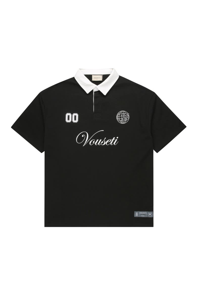 Post Game Embroidered Cotton Rugby Polo, Alternate, color, BLACK
