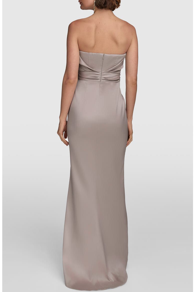 Asymmetric Strapless Satin Gown, Alternate, color, COBBLESTONE