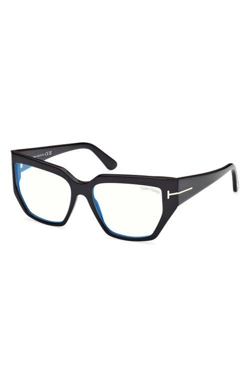 Tom Ford 54mm Square Blue Light Blocking Optical Glasses In Black