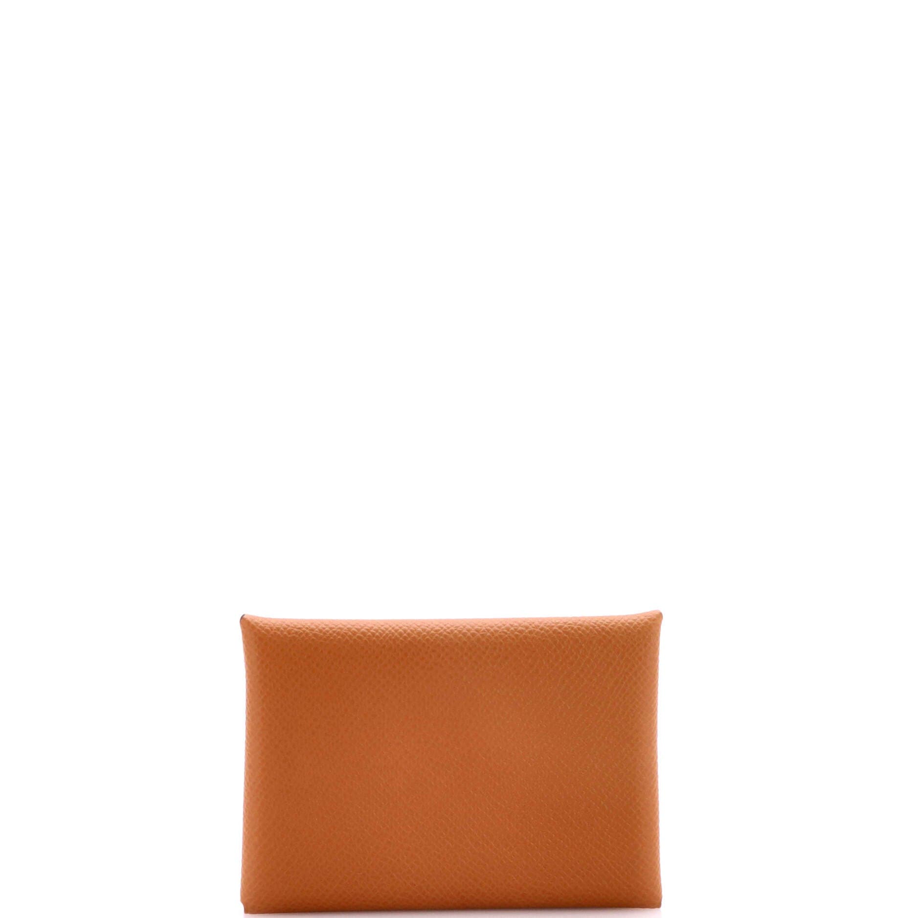 Pre-Owned Hermes Calvi Duo Card Holder Verso Epsom, Alternate, color, Verso - Gold/Vert Fizz