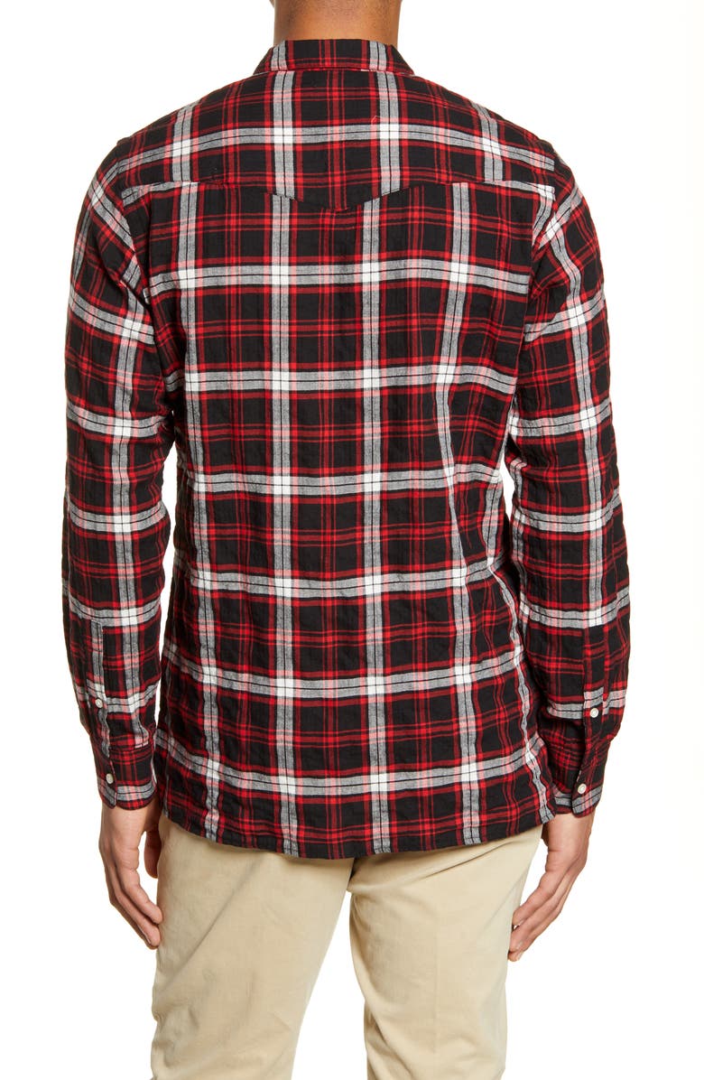 Officine Générale Plaid Button-Up Flannel Shirt, Alternate, color, 
