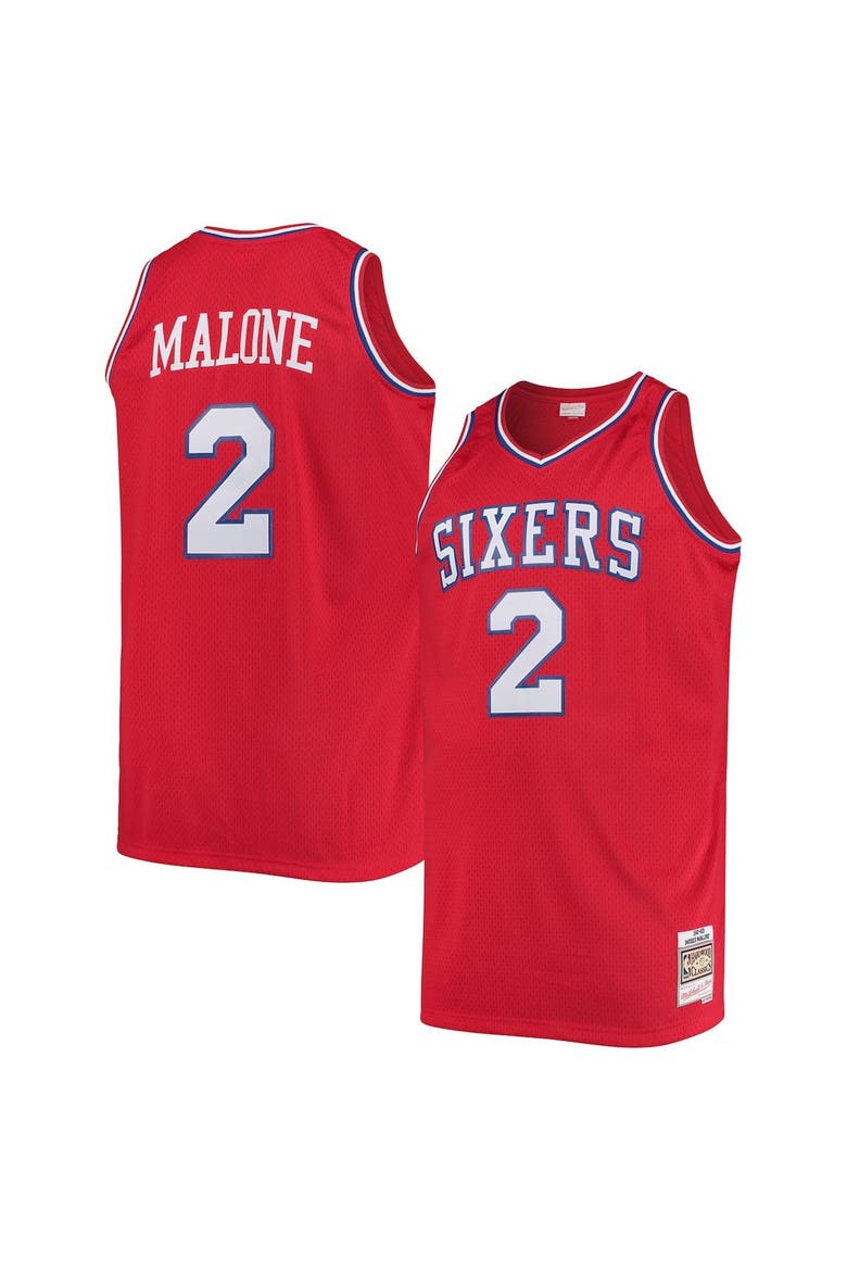 Men's Mitchell & Ness Moses Malone Red Philadelphia 76ers 1982/83 Big & Tall Hardwood Classics Swingman Jersey, Alternate, color, Red