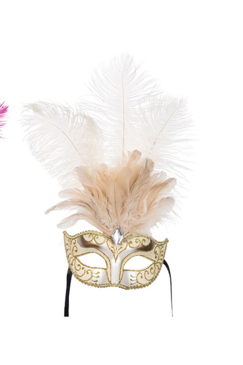 Top Feathered Costume Mask Assortment of 4, Alternate, color, Pink